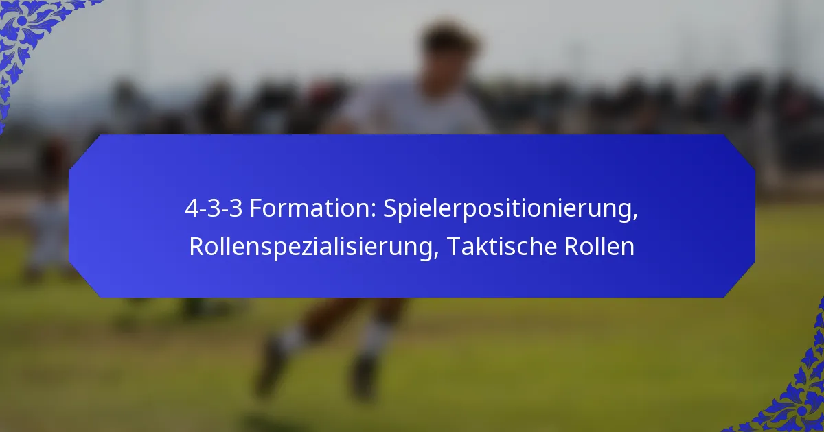 4-3-3 Formation: Spielerpositionierung, Rollenspezialisierung, Taktische Rollen