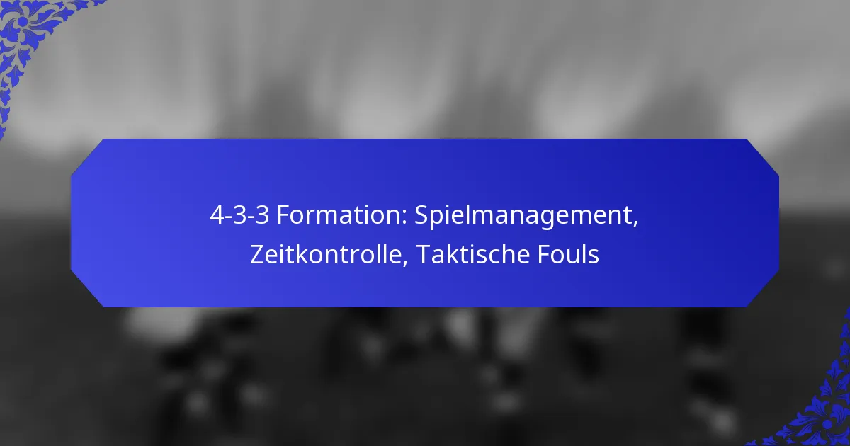 4-3-3 Formation: Spielmanagement, Zeitkontrolle, Taktische Fouls