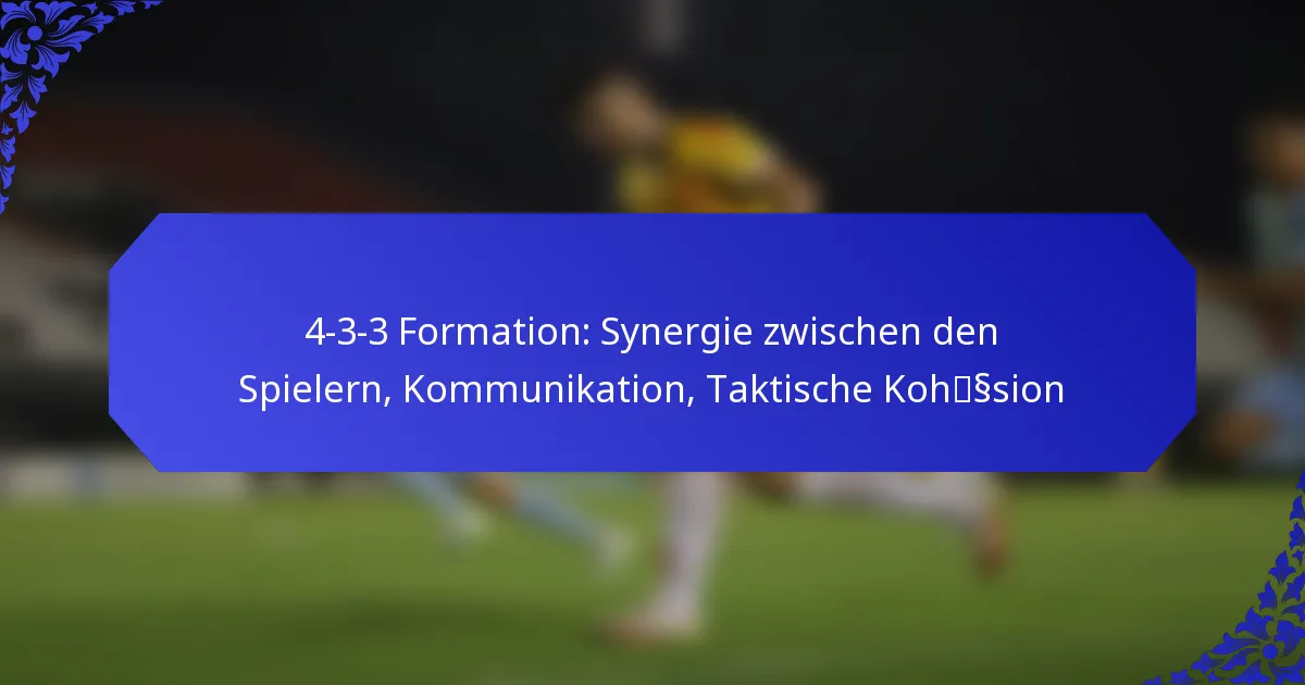 4-3-3 Formation: Synergie zwischen den Spielern, Kommunikation, Taktische Kohäsion