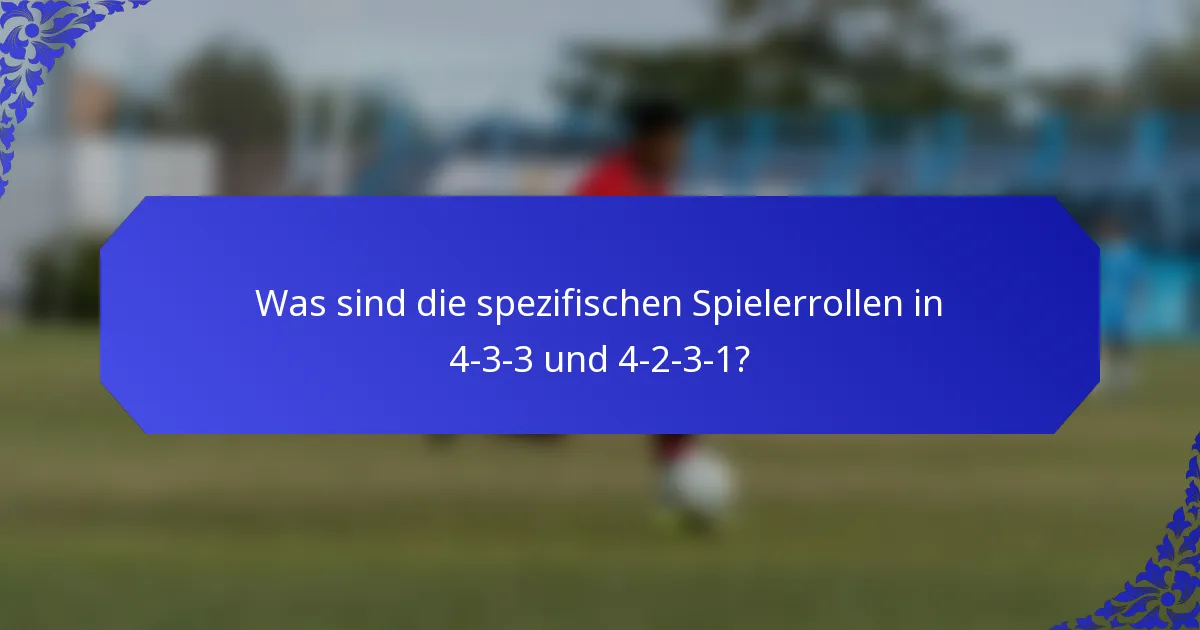 Was sind die spezifischen Spielerrollen in 4-3-3 und 4-2-3-1?
